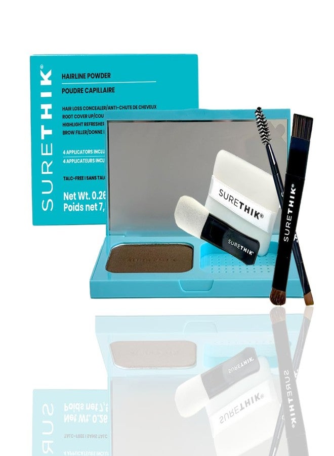 SURETHIK 4-in-1 Premium Hairline Powder Kit - Conceal Thinning Hair, Root Touch-Up, Highlight Refresher & Eyebrow Enhancer for Men and Women (Light Brown) - Image 1